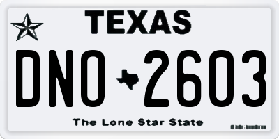 TX license plate DNO2603