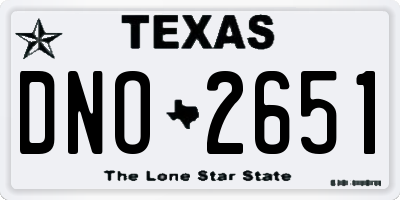 TX license plate DNO2651