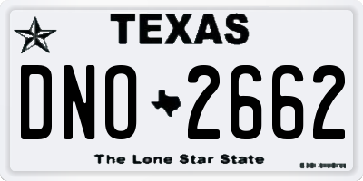 TX license plate DNO2662