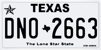 TX license plate DNO2663