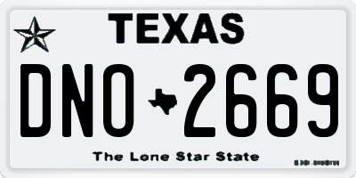 TX license plate DNO2669