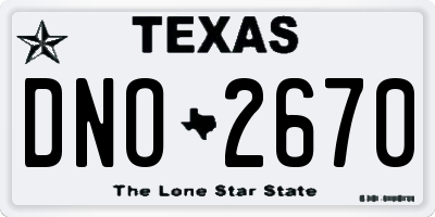 TX license plate DNO2670