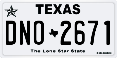 TX license plate DNO2671