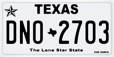 TX license plate DNO2703