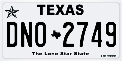 TX license plate DNO2749