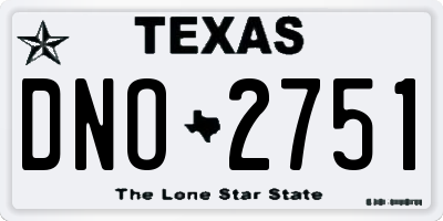 TX license plate DNO2751