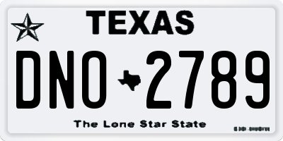TX license plate DNO2789