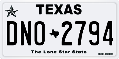 TX license plate DNO2794