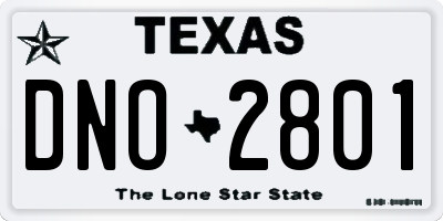 TX license plate DNO2801