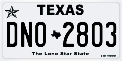 TX license plate DNO2803