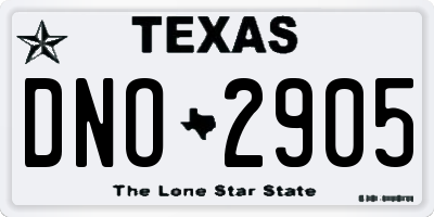 TX license plate DNO2905