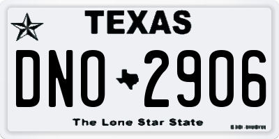 TX license plate DNO2906