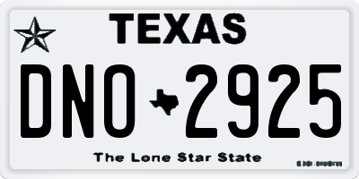 TX license plate DNO2925