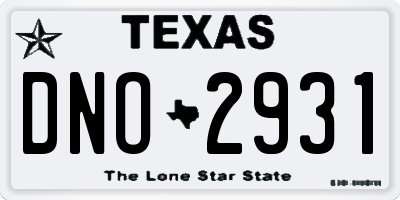 TX license plate DNO2931