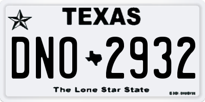 TX license plate DNO2932