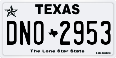 TX license plate DNO2953
