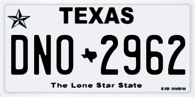 TX license plate DNO2962