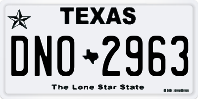 TX license plate DNO2963
