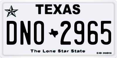 TX license plate DNO2965