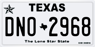 TX license plate DNO2968
