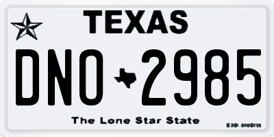 TX license plate DNO2985