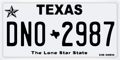 TX license plate DNO2987