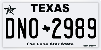 TX license plate DNO2989