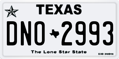 TX license plate DNO2993