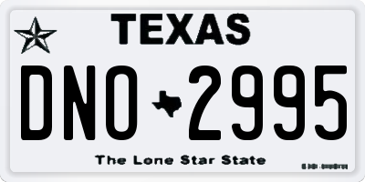 TX license plate DNO2995