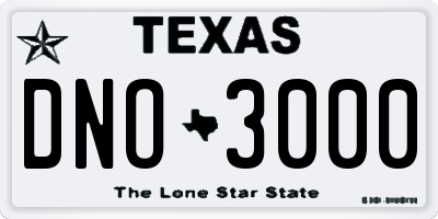 TX license plate DNO3000