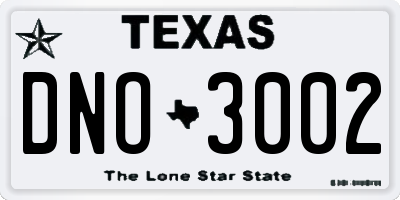 TX license plate DNO3002