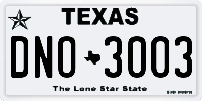 TX license plate DNO3003