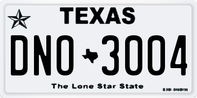 TX license plate DNO3004