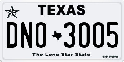 TX license plate DNO3005