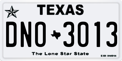 TX license plate DNO3013