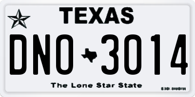 TX license plate DNO3014