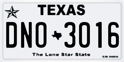 TX license plate DNO3016