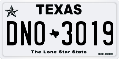 TX license plate DNO3019