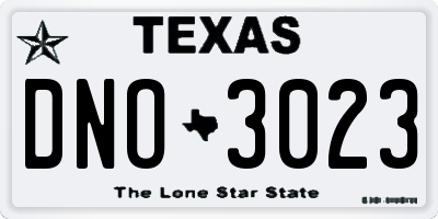 TX license plate DNO3023