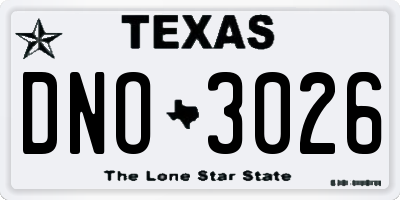 TX license plate DNO3026