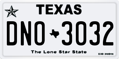 TX license plate DNO3032