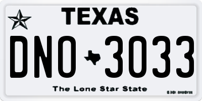 TX license plate DNO3033