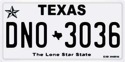 TX license plate DNO3036