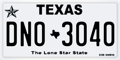 TX license plate DNO3040