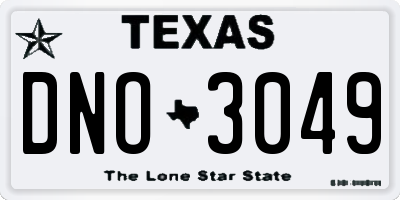 TX license plate DNO3049