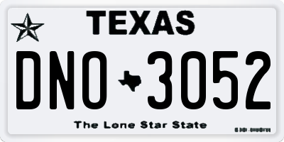TX license plate DNO3052