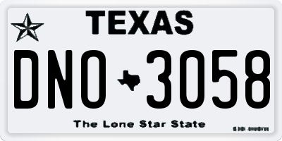 TX license plate DNO3058