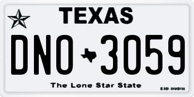 TX license plate DNO3059