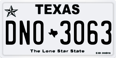 TX license plate DNO3063