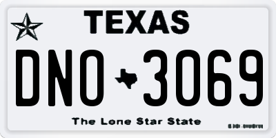 TX license plate DNO3069
